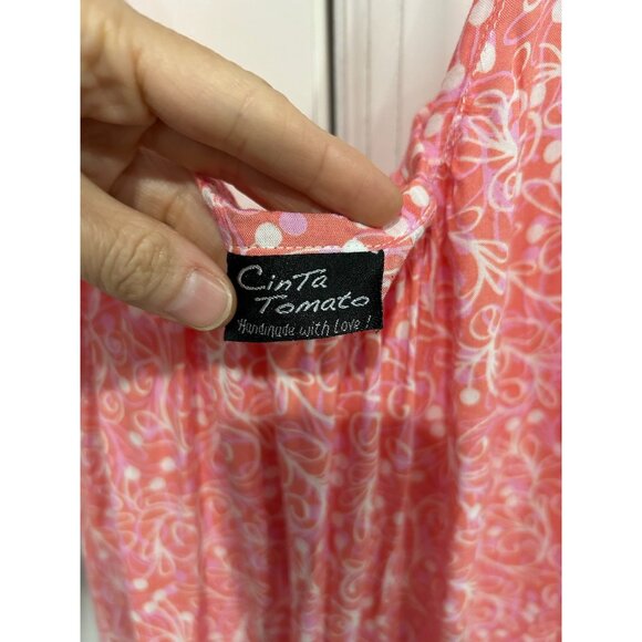 Cinta Tomato Sleeveless Pink White Floral Sun Dress - Picture 5 of 9